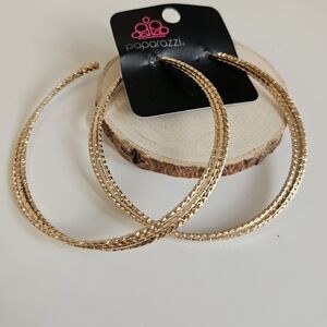 Paparazzi Watch And Learn  Gold Hoop Earrings. Big Size